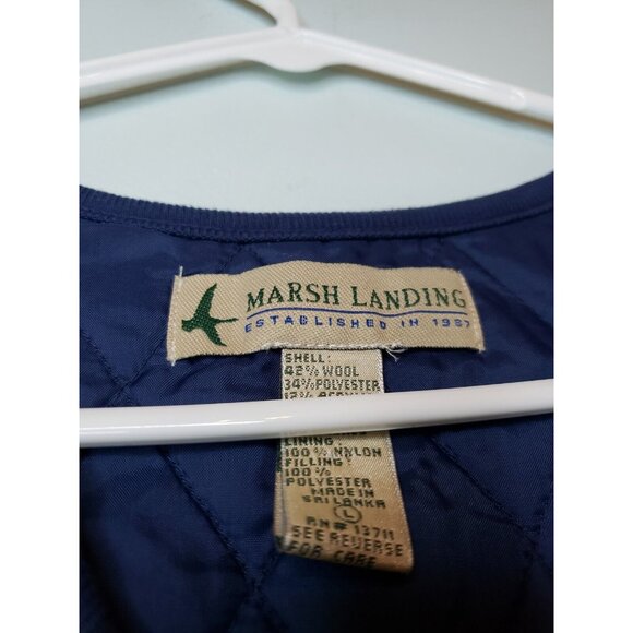 Marsh Landing Womens Sz L Vest Wool Blend Plaid Full Zip Quilted Lining Blue Red - Picture 5 of 5